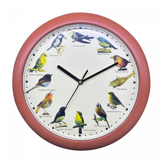 Image de Herzberg HG-03701: Horloge chant d'oiseau japonais - Bois