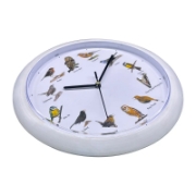 Image de Herzberg HG-03725: Horloge européenne de chant d'oiseau - Blanc