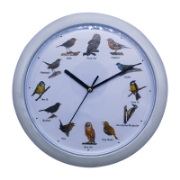 Image de Herzberg HG-03725: Horloge européenne de chant d'oiseau - Blanc