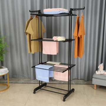 Show details for Herzberg HG-8034BB: Moving Clothes Rack - Black Picture of Herzberg HG-8034BB: Moving Clothes Rack - Black