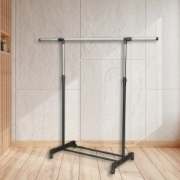 Image de Herzberg HG-03268 : Porte-vêtements roulant réglable à une tige