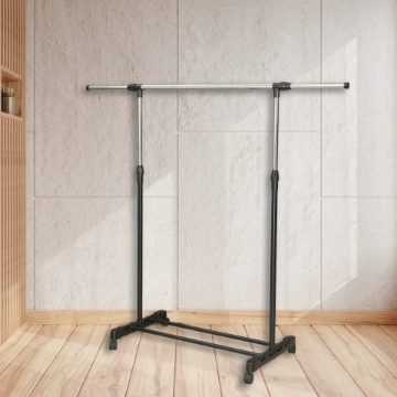 Show details for Herzberg HG-03268: Adjustable Single Rod Rolling Clothing Garment Rack Picture of Herzberg HG-03268: Adjustable Single Rod Rolling Clothing Garment Rack
