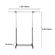 Image de Herzberg HG-03268 : Porte-vêtements roulant réglable à une tige