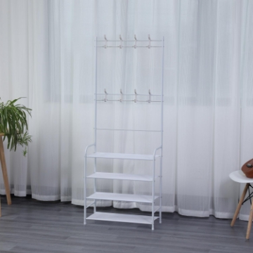 Show details for Herzberg Segmented Hallstand Clothes Hanger with 4 Shelves Shoe Rack - 60x155cm Picture of Herzberg Segmented Hallstand Clothes Hanger with 4 Shelves Shoe Rack - 60x155cm
