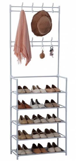 Image de HerzbergPortemanteau à segment avec 5 étagères pour chaussures - 60x173cm