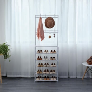 Show details for Herzberg Segmented Hallstand Clothes Hanger with 5 Shelves Shoe Rack - 80x173cm Picture of Herzberg Segmented Hallstand Clothes Hanger with 5 Shelves Shoe Rack - 80x173cm