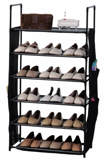Image de Herzberg HG-03329: Étagère à Chaussures à 6 Niveaux (47 x 100cm) - Noir
