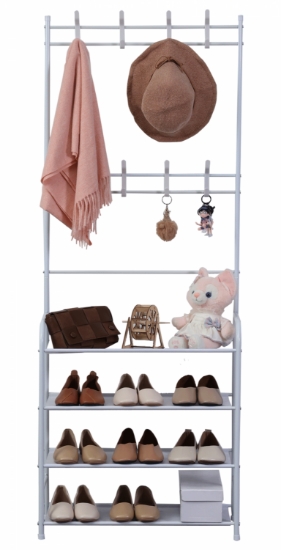 Picture of Herzberg 4-Tier Entryway Coat Rack and Hallway Storage Rack Organizer - 60x153cm