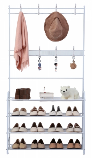 Picture of Herzberg 4-Tier Entryway Coat Rack and Hallway Storage Rack Organizer - 80x153cm