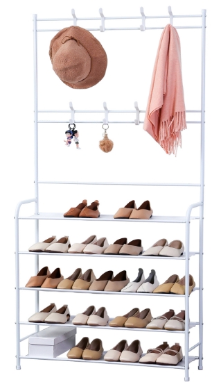 Picture of Herzberg 4-Tier Entryway Coat Rack and Hallway Storage Rack Organizer - 80x170cm