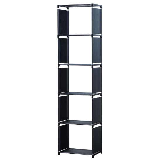 Image de Herzberg HG-03336: Étagère de Rangement et Bibliothèque Multifonctionnelle à 5 Niveaux (42 x 153 cm) - Noir