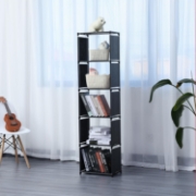 Image de Herzberg HG-03336: Étagère de Rangement et Bibliothèque Multifonctionnelle à 5 Niveaux (42 x 153 cm) - Noir