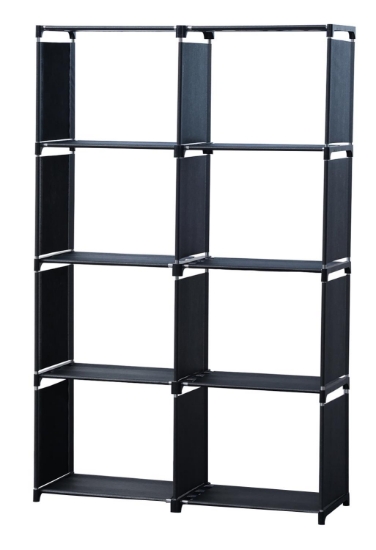 Image de Herzberg HG-03343: Bibliothèque et Etagère de Rangement Polyvalente à 8 Niveaux (85x125cm) - Noir