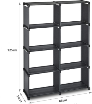 Show details for Herzberg HG-03343: 8-Layer Multi-purpose Bookshelf and Storage Rack (85x125cm) - Black Picture of Herzberg HG-03343: 8-Layer Multi-purpose Bookshelf and Storage Rack (85x125cm) - Black