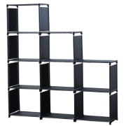 Image de Herzberg HG-03350: Étagère de Rangement à 9 niveaux Pour Livres (125 x 125 cm) - Noir