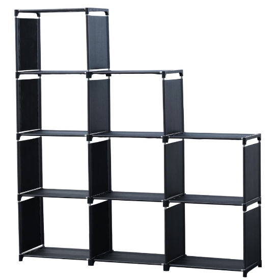 Image de Herzberg HG-03350: Étagère de Rangement à 9 niveaux Pour Livres (125 x 125 cm) - Noir