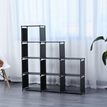 Show details for Herzberg HG-03350: 9-Layer Staircase Shelf Book Cabinet Storage Rack (125x125cm) - Black Picture of Herzberg HG-03350: 9-Layer Staircase Shelf Book Cabinet Storage Rack (125x125cm) - Black