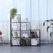 Image de Herzberg HG-03350: Étagère de Rangement à 9 niveaux Pour Livres (125 x 125 cm) - Noir