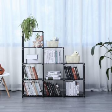 Show details for Herzberg HG-03350: 9-Layer Staircase Shelf Book Cabinet Storage Rack (125x125cm) - Black Picture of Herzberg HG-03350: 9-Layer Staircase Shelf Book Cabinet Storage Rack (125x125cm) - Black