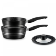 Image de Royalty Line RL-FS2M: Ensemble De Casseroles 3 Pièces Avec Revêtement En Marbre Noire