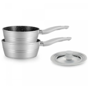 Image de Royalty Line RL-FS2M: Ensemble De Casseroles 3 Pièces Avec Revêtement En Marbre Noire