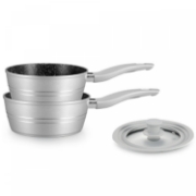 Image de Royalty Line RL-FS2M: Ensemble De Casseroles 3 Pièces Avec Revêtement En Marbre Gris