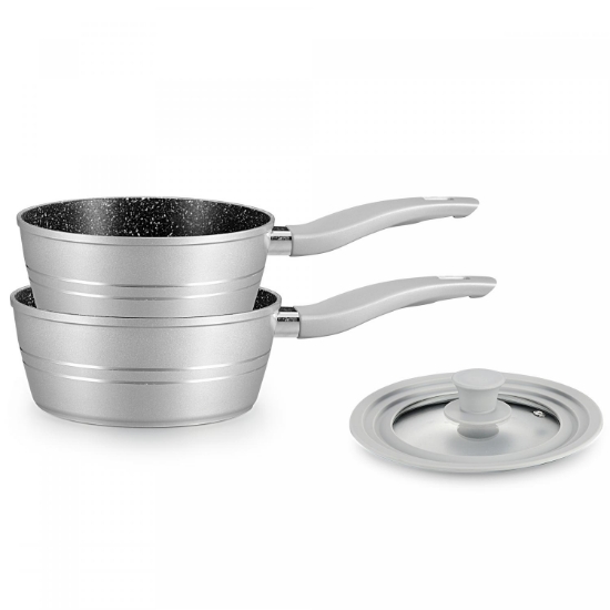 Image de Royalty Line RL-FS2M: Ensemble De Casseroles 3 Pièces Avec Revêtement En Marbre Gris