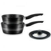 Image de Royalty Line RL-FS2M: Ensemble De Casseroles 3 Pièces Avec Revêtement En Marbre Gris