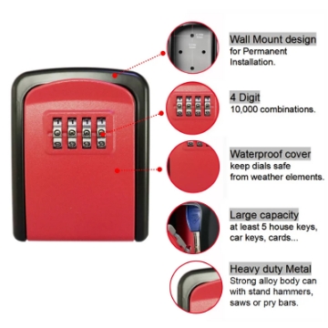 Show details for Herzberg HG-03817: New Smart Waterproof Keyless Safety Box - Red Picture of Herzberg HG-03817: New Smart Waterproof Keyless Safety Box - Red