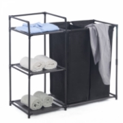 Image de Herzberg HG-04531: Trieur de Linge à 2 Sacs Détachables Avec Etagère de Rangement à 3 Niveaux