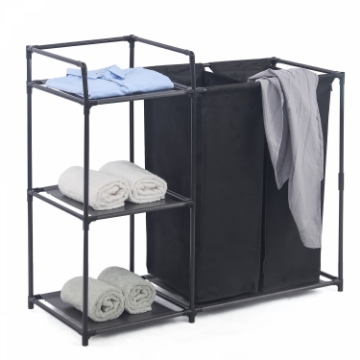 Show details for Herzberg HG-04531: 2 Detachable Bag Laundry Sorter with 3-Tier Storage Shelf Picture of Herzberg HG-04531: 2 Detachable Bag Laundry Sorter with 3-Tier Storage Shelf