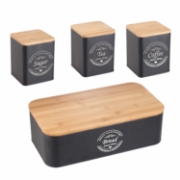 Image de Herzberg HG-04401: Boîte à pain 4 pièces avec boîtes - Noir mat