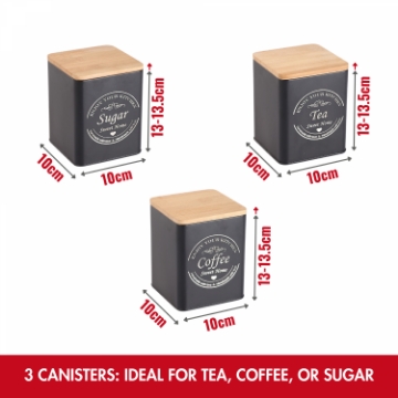 Show details for Herzberg HG-04401: 4 Pieces Bread Box Set with Cannisters - Matte Black Picture of Herzberg HG-04401: 4 Pieces Bread Box Set with Cannisters - Matte Black