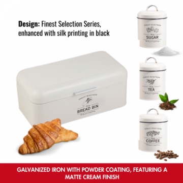 Show details for Herzberg HG-04418: 4 Pieces Vintage Bread Box and Canister Set - Matte Cream Picture of Herzberg HG-04418: 4 Pieces Vintage Bread Box and Canister Set - Matte Cream