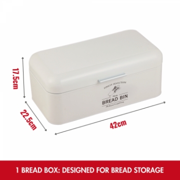 Show details for Herzberg HG-04418: 4 Pieces Vintage Bread Box and Canister Set - Matte Cream Picture of Herzberg HG-04418: 4 Pieces Vintage Bread Box and Canister Set - Matte Cream