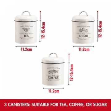 Show details for Herzberg HG-04418: 4 Pieces Vintage Bread Box and Canister Set - Matte Cream Picture of Herzberg HG-04418: 4 Pieces Vintage Bread Box and Canister Set - Matte Cream