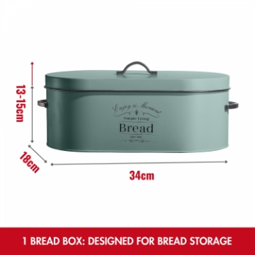 Show details for Herzberg HG-04425: 4 Pieces Vintage Bread Box and Canister Set - Sage Green Picture of Herzberg HG-04425: 4 Pieces Vintage Bread Box and Canister Set - Sage Green