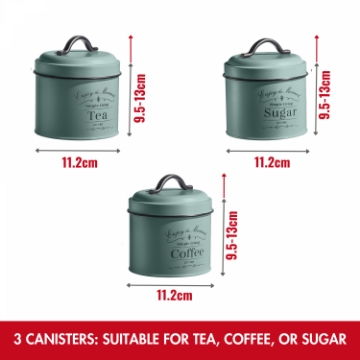Show details for Herzberg HG-04425: 4 Pieces Vintage Bread Box and Canister Set - Sage Green Picture of Herzberg HG-04425: 4 Pieces Vintage Bread Box and Canister Set - Sage Green