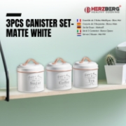 Image de Herzberg HG-04432: Set de boîtes de conserve vintage 3 pièces - blanc + bordure or rose