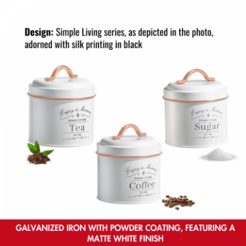 Show details for Herzberg HG-04432: 3 Pieces Vintage Caniter Set - White + Rose Gold Trim Picture of Herzberg HG-04432: 3 Pieces Vintage Caniter Set - White + Rose Gold Trim