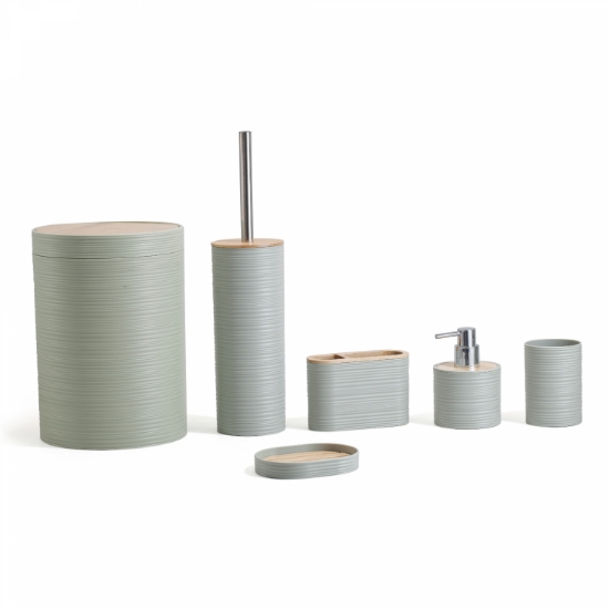 Picture of Herzberg HG-04449: 6 Pieces Bamboo Bathroom Set - Sage Green