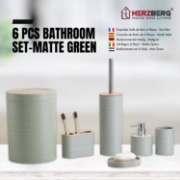 Picture of Herzberg HG-04449: 6 Pieces Bamboo Bathroom Set - Sage Green