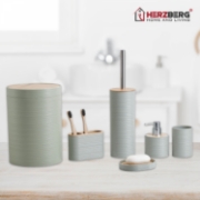 Picture of Herzberg HG-04449: 6 Pieces Bamboo Bathroom Set - Sage Green