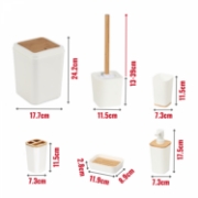 Image de Herzberg HG-04463: Ensemble De Salle De Bain 6 Pièces En Bambou - Crème Mate