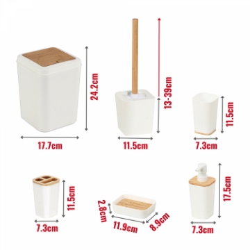 Show details for Herzberg HG-04463: 6 Pieces Bamboo Bathroom Set - Matte Cream Picture of Herzberg HG-04463: 6 Pieces Bamboo Bathroom Set - Matte Cream