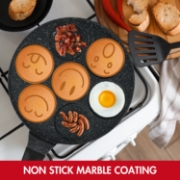 Image de Herzberg HG-CP267SML: Poêle À Crêpes et À Galettes De 26cm À Revêtement En Marbre - 7 Smiley Emoji