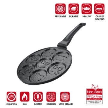 Show details for Herzberg HG-CP267SML: 26cm Marble Coated Pancake & Crepe Pan - 7 Smiley Emoji Picture of Herzberg HG-CP267SML: 26cm Marble Coated Pancake & Crepe Pan - 7 Smiley Emoji