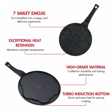 Show details for Herzberg HG-CP267SML: 26cm Marble Coated Pancake & Crepe Pan - 7 Smiley Emoji Picture of Herzberg HG-CP267SML: 26cm Marble Coated Pancake & Crepe Pan - 7 Smiley Emoji