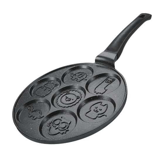Image de Herzberg HG-CP267ANL: Poêle À Crêpes Et À Galettes De 26 cm À Revêtement En Marbre - 7 Adorables Animaux