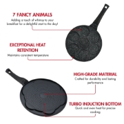 Image de Herzberg HG-CP267ANL: Poêle À Crêpes Et À Galettes De 26 cm À Revêtement En Marbre - 7 Adorables Animaux
